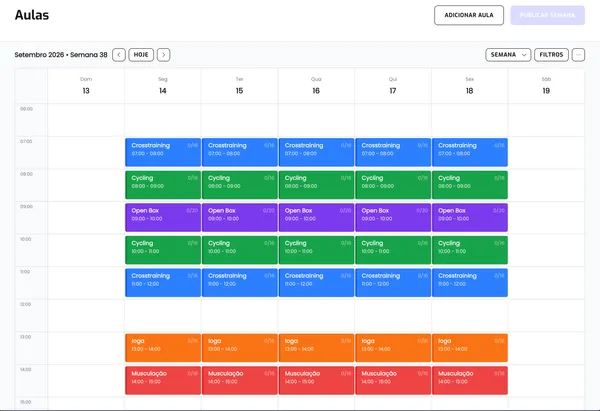 Painel de contabilidade de um software de gestão de ginásio, com pagamentos e atrasos