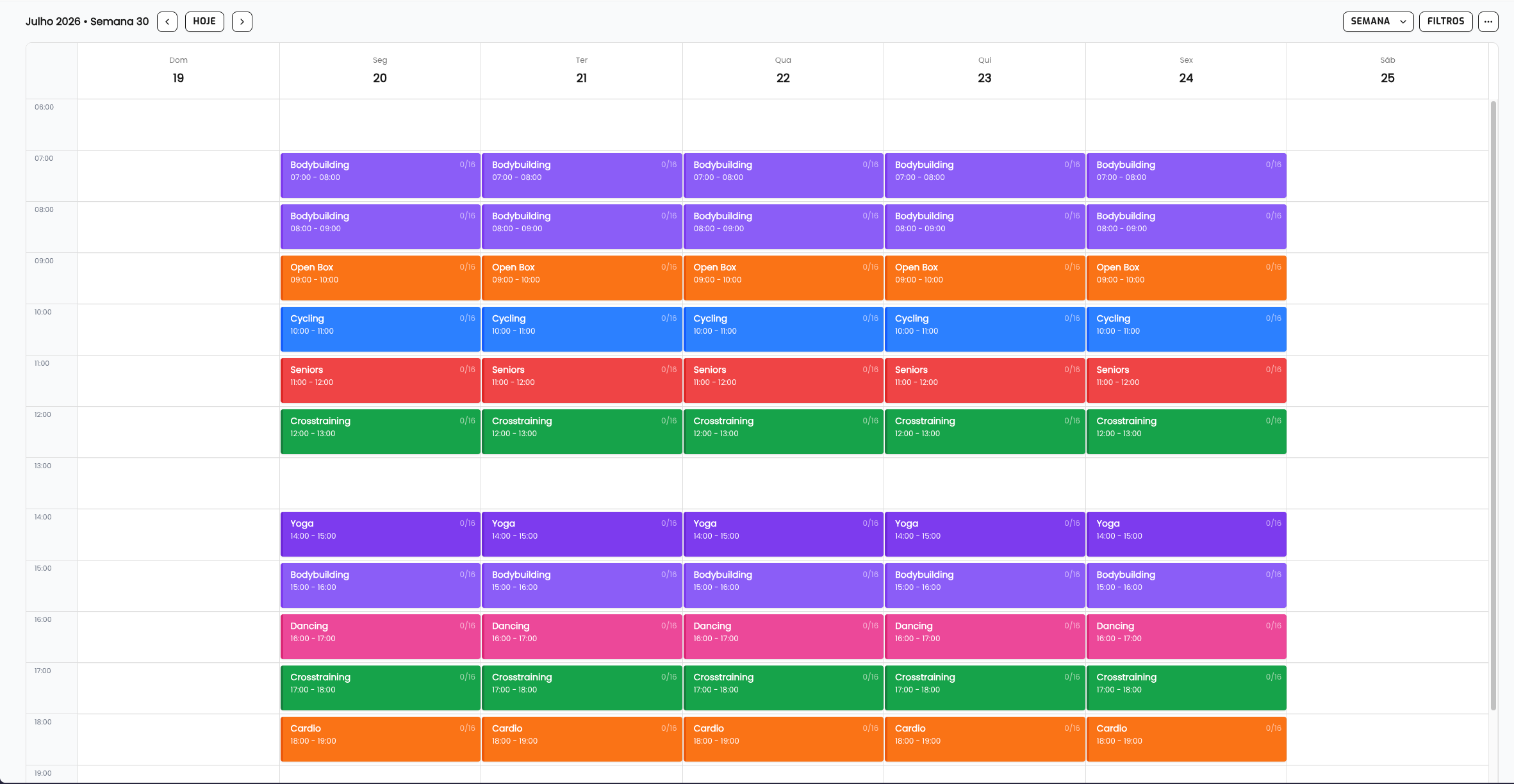 Calendário de aulas